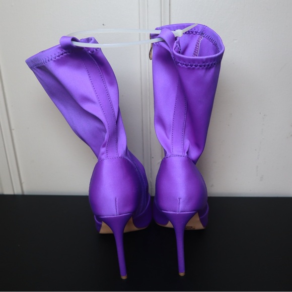 Pazzle Purple Stretch Square Open Toe Ankle Boots SIZE 8 - Picture 3 of 3